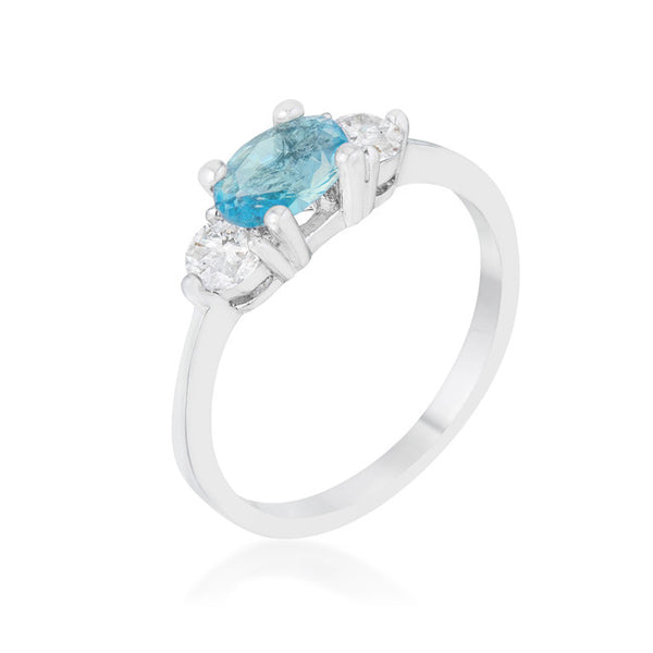 Miranna 1.2ct Blue Topaz CZ Rhodium Classic Oval Ring