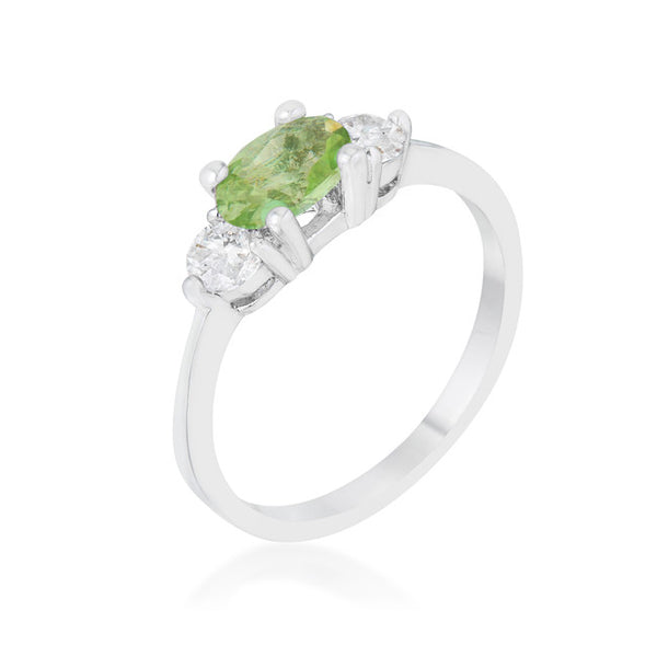 Miranna 1.2ct Peridot CZ Rhodium Classic Oval Ring