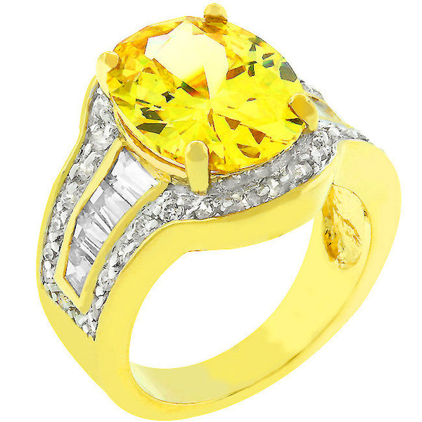 Yellow Cubic Zirconia Cocktail Ring