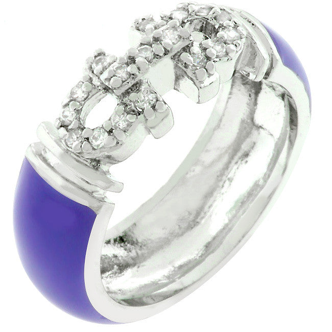 Purple Enamel Cubic Zirconia Ring