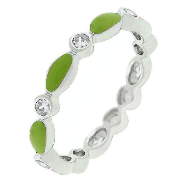 Lime Green Link Enamel Stacker Ring