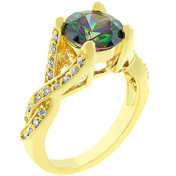 Golden Mystic Cubic Zirconia Ring