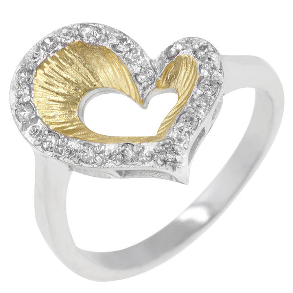 Accented Two-tone Finished Heart Ring