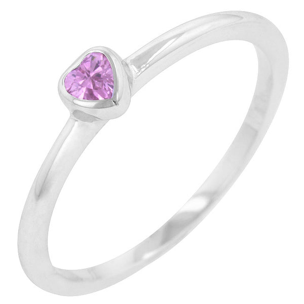 Mini Pink Heart Solitaire Ring