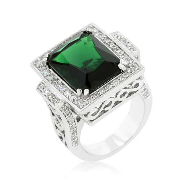 Emerald Green Classic Cocktail Ring