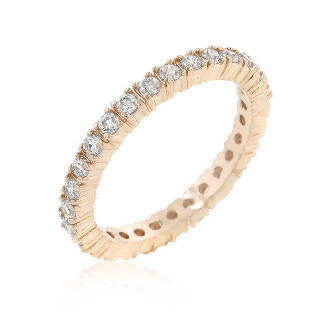 Rosegold Finish Cubic Zirconia Eternity Band