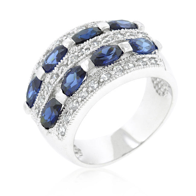 Pave Purple and Clear Cubic Zirconia Cocktail Ring