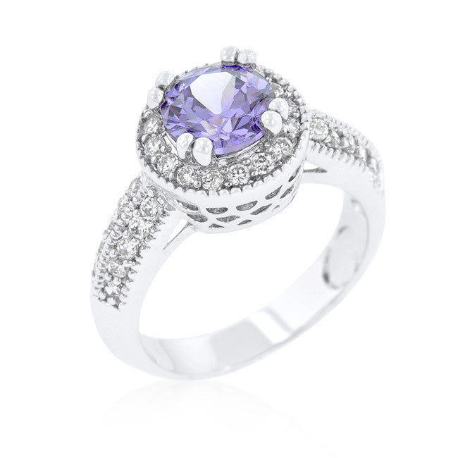 Lavender Halo Engagement Ring