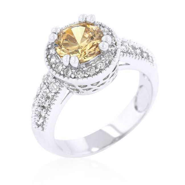 Champagne Halo Engagement Ring