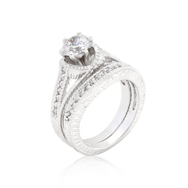 Cubic Zirconia Round Cut Ring Set