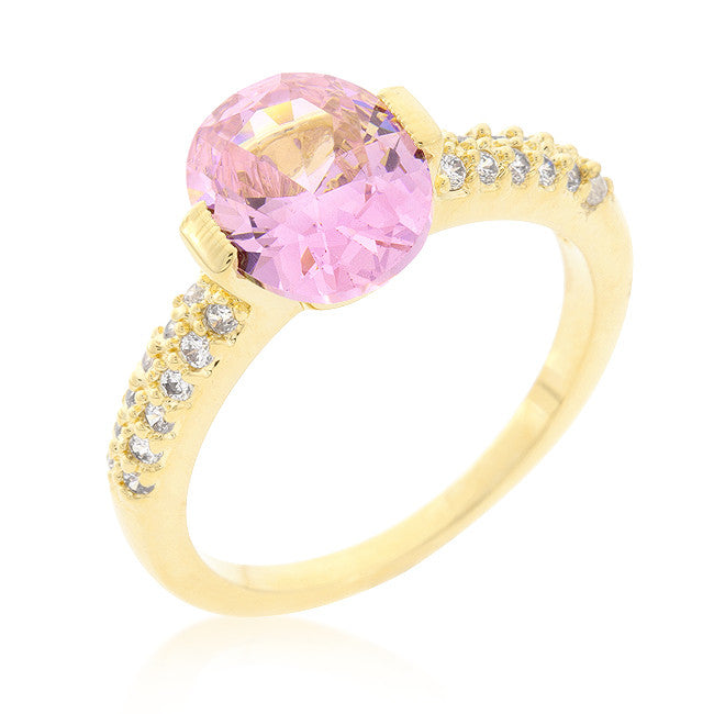 Pink Oval Cubic Zirconia Engagement Ring