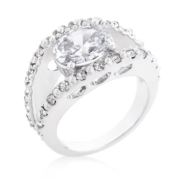 Clear Split Band Engagement Ring