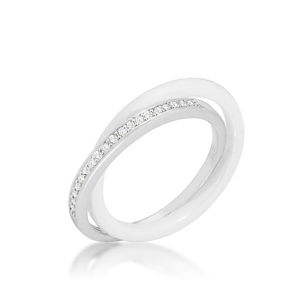 Double-Band Ceramic Eternity Ring - White