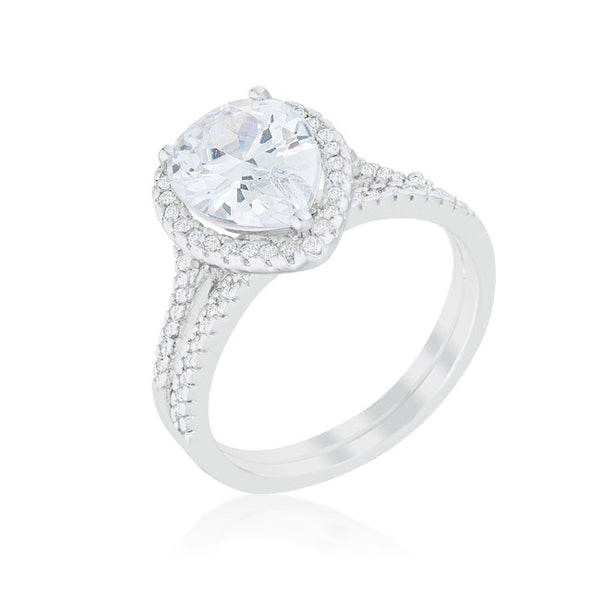 Halo Solitaire Pear Engagement Ring