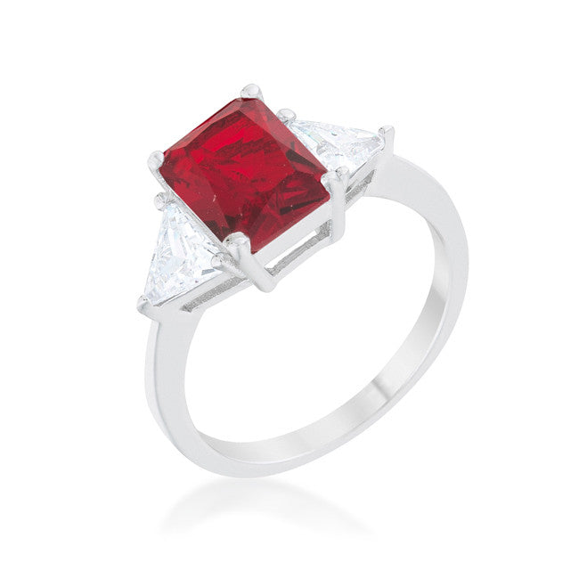 Classic Ruby Rhodium Engagement Ring