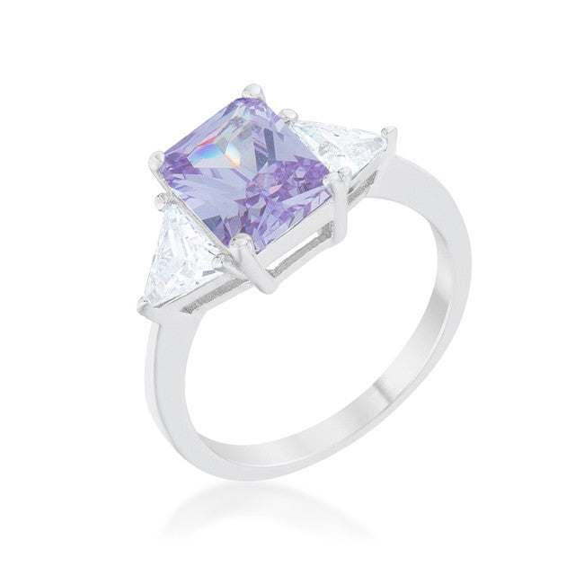 Classic Lavender Rhodium Engagement Ring