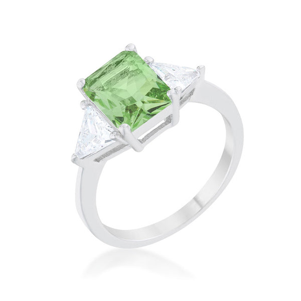 Classic Peridot Rhodium Engagement Ring