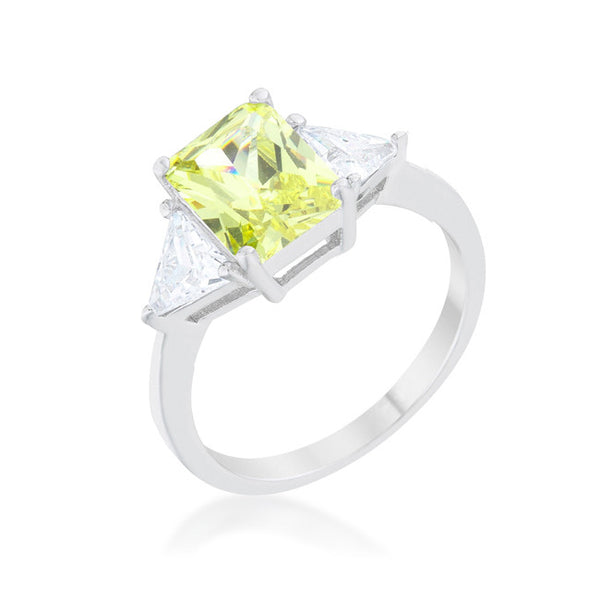 Classic Peridot Rhodium Engagement Ring [ clone ]