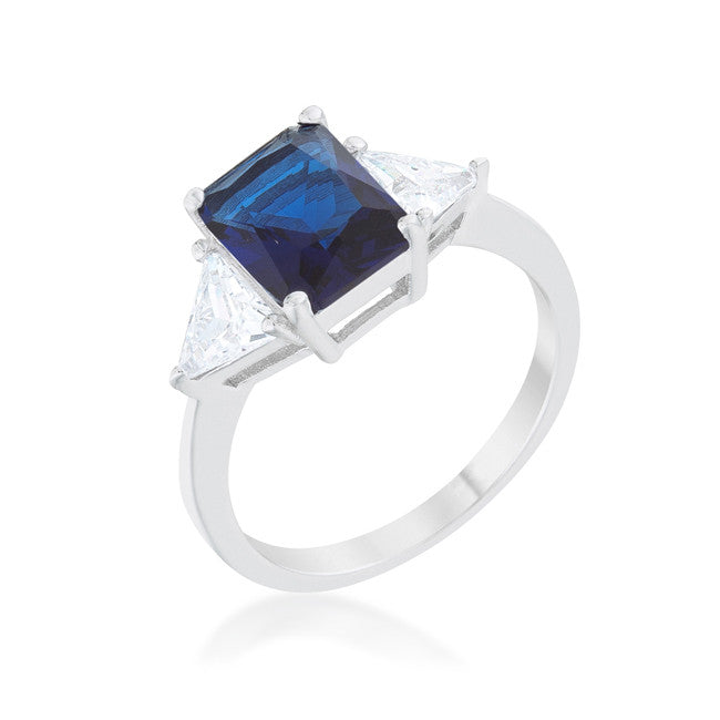 Classic Sapphire Sterling Silver Engagement Ring