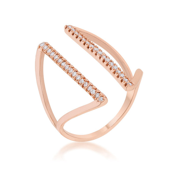 Jena 0.2ct CZ Rose Gold Delicate Parallel Ring