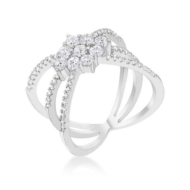 Mindy 0.8ct CZ Rhodium Delicate Triple Wrap Ring