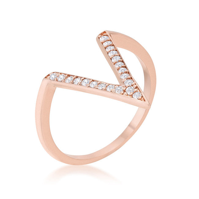 Michelle 0.2ct CZ Rose Gold Delicate V-Shape Ring