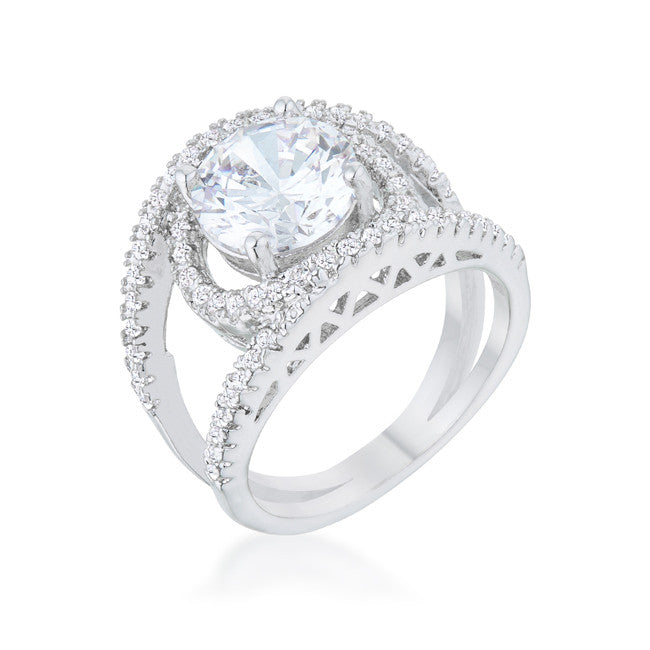 Marcie 3ct CZ Rhodium Contemporary Ring