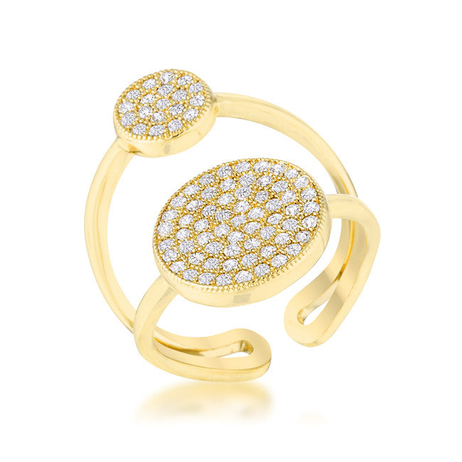 Wanda 0.81ct CZ 14k Gold Contemporary Double Circle Ring