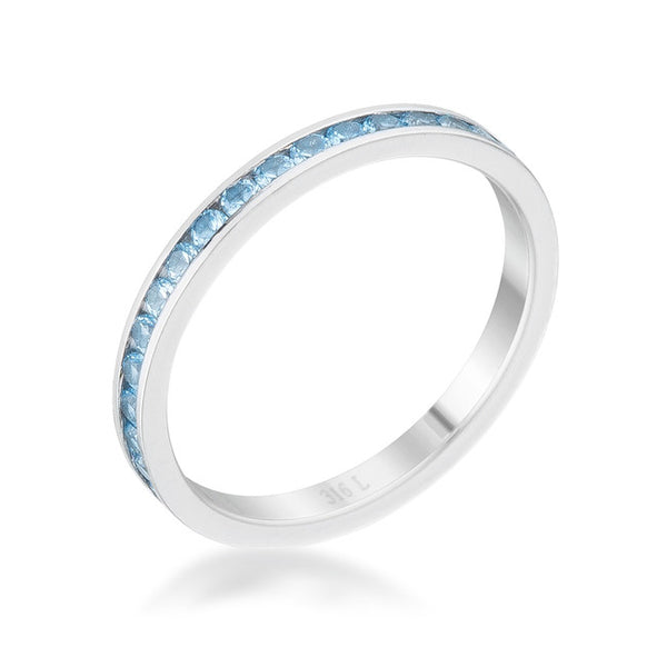 Teresa 0.5ct Blue Topaz CZ Stainless Steel Eternity Band