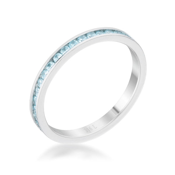 Teresa 0.5ct Aqua CZ Stainless Steel Eternity Band