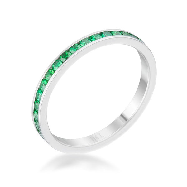 Teresa 0.5ct Emerald CZ Stainless Steel Eternity Band