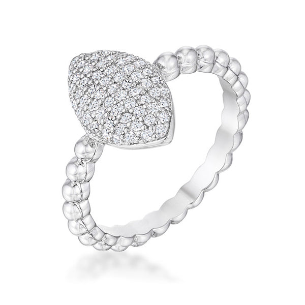 .3Ct Beautiful Oval-Designed Rhodium Ring With Clear CZ