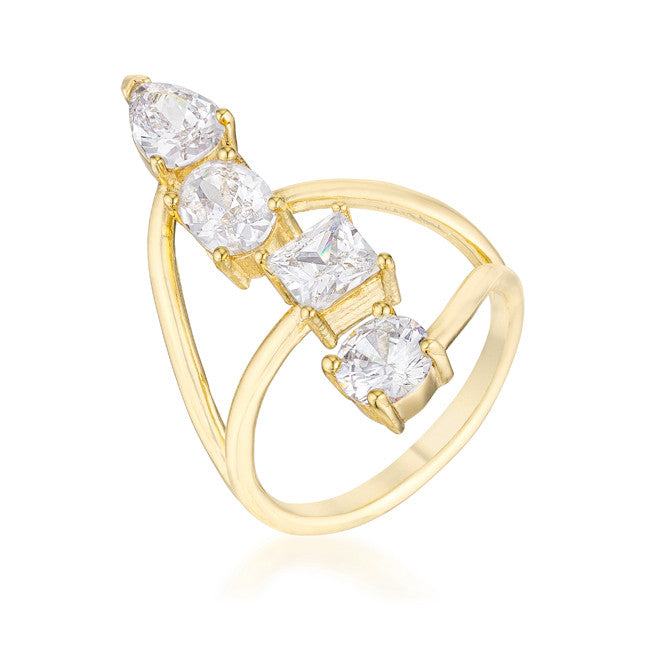 3CT Stunning CZ Goldtone Ring