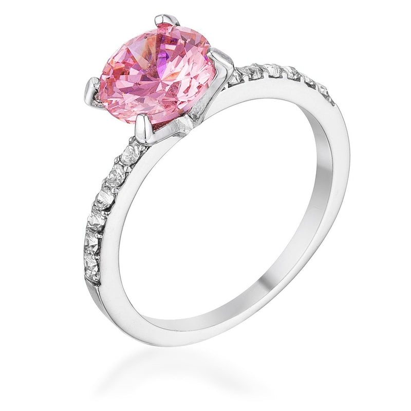 Classic 2.3Ct Pink CZ Rhodium Plated Ring