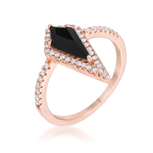 1.4Ct Rose Goldtone Trendy Prism Onyx CZ Ring