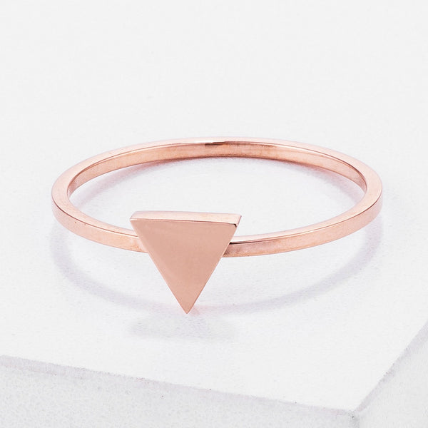 Stainless Steel Rose Goldtone Plated Triangle Stackable Ring