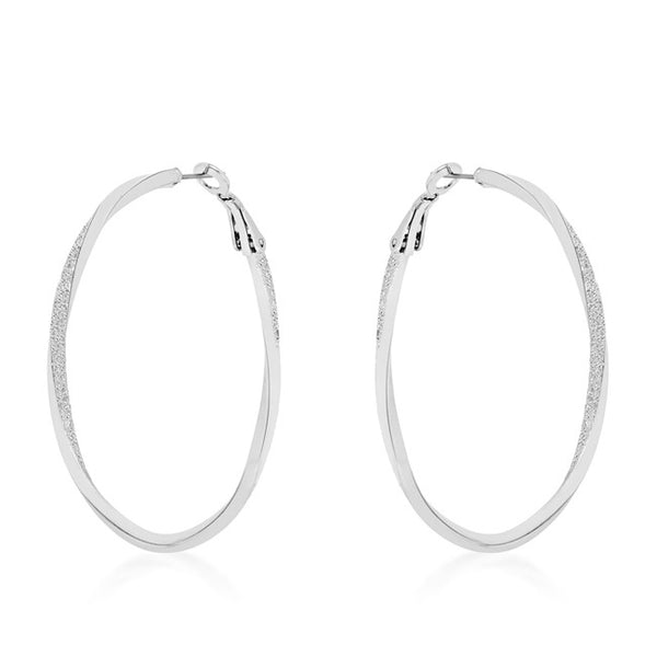 Silvertone Twist Hoop Earrings