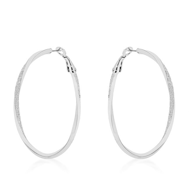 Silvertone Twist Hoop Earrings