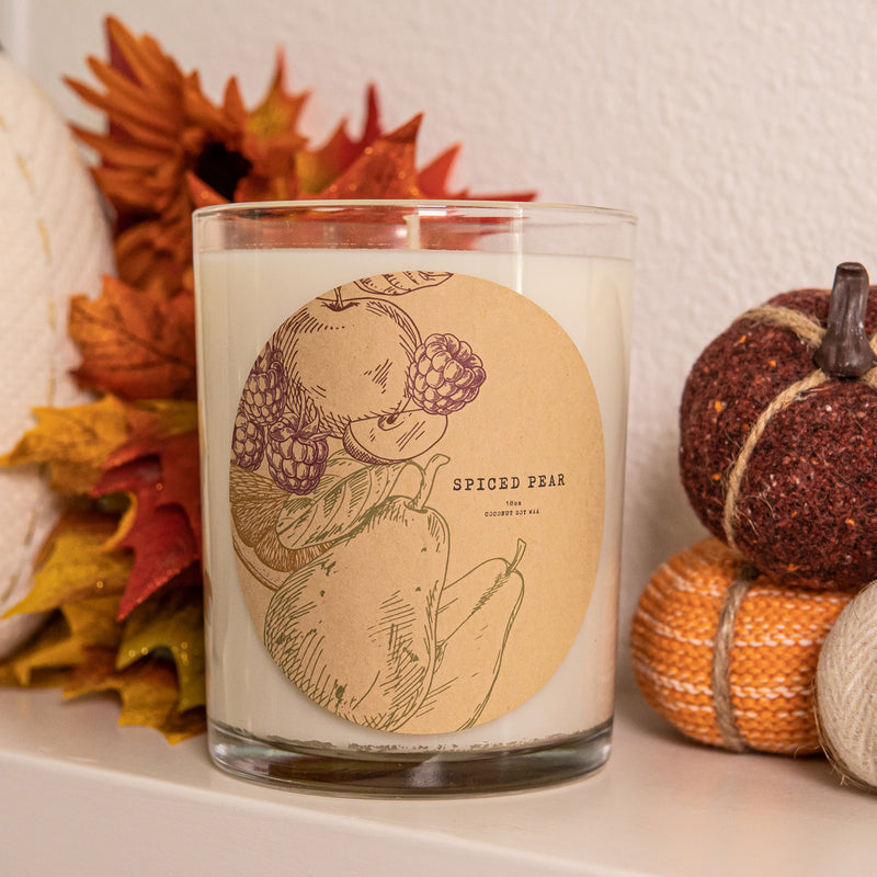 Spiced Pear Scented Premium Candle and Jewelry