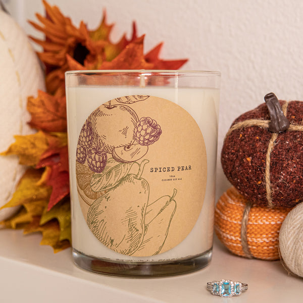 Spiced Pear Scented Premium Candle and Jewelry