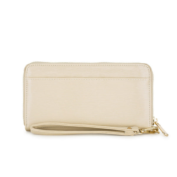 Kate Beige Faux Textured Leather Clutch