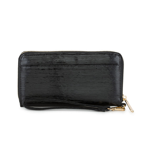 Kate Black Faux Textured Leather Clutch