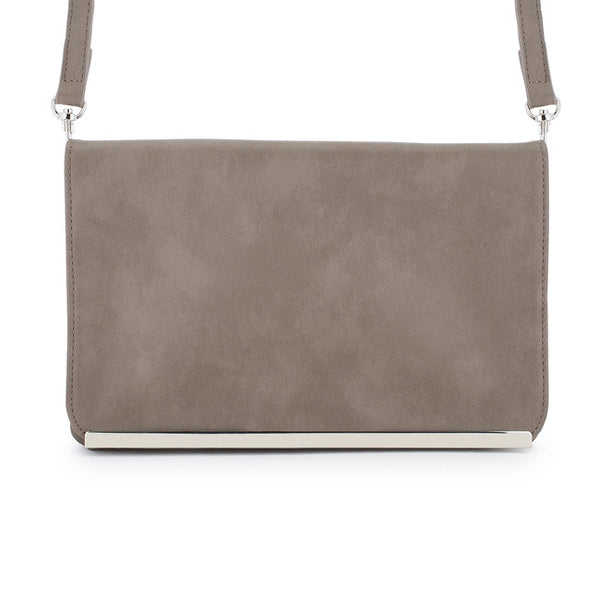 Martha Taupe Faux Leather Purse Clutch With Silver Hardware