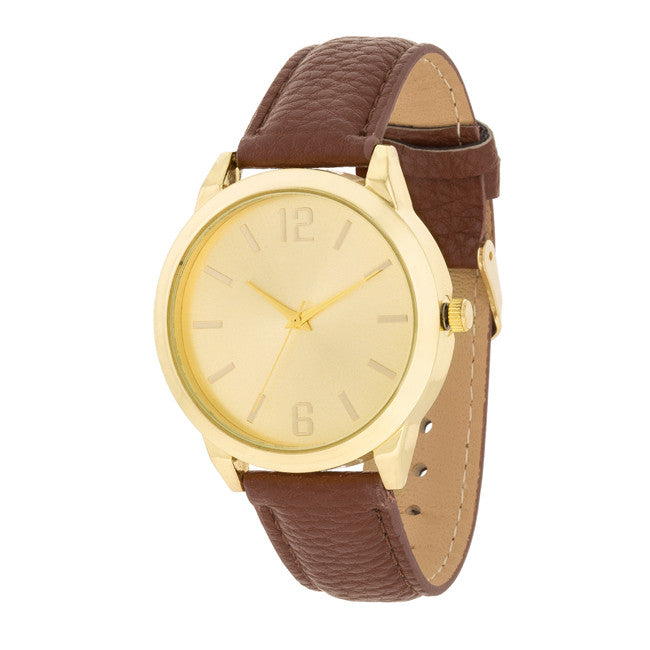 Gold Brown Leather Watch