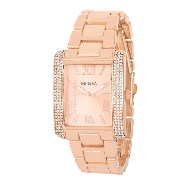 White Crystal Rose Gold Watch