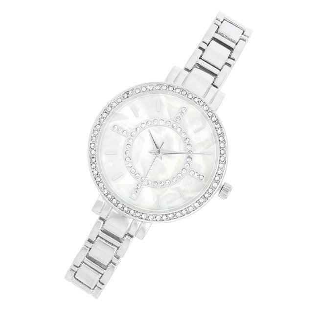 Classic Metal Watch With Crystals