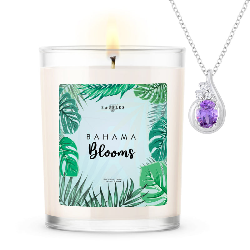 Bahama Blooms Scented Premium 10 oz Candle and Jewelry