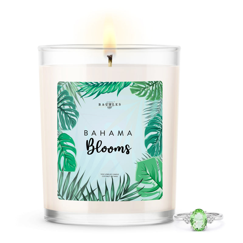 Bahama Blooms Scented Premium 10 oz Candle and Jewelry