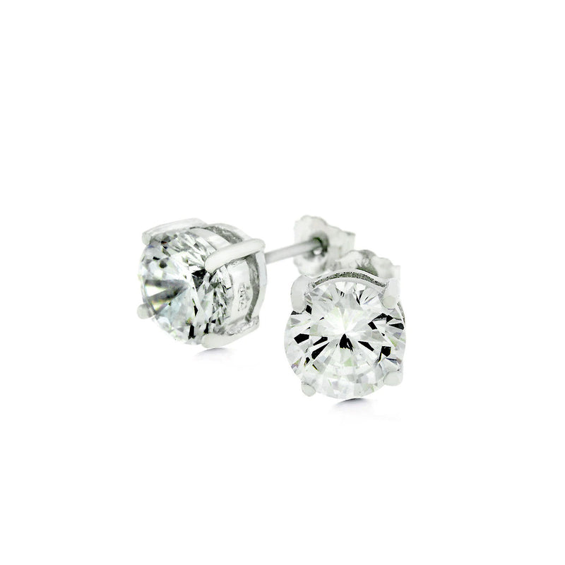 Sterling Silver Round Stud Earrings (1.8ct - 6.25mm)