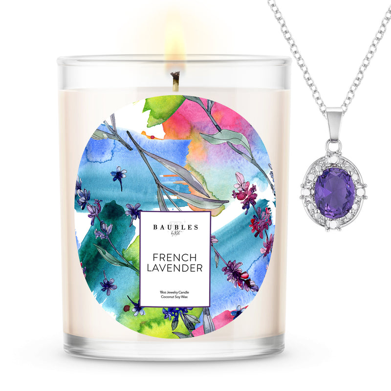 French Lavender Scented Premium Candle and Jewelry